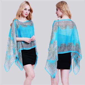 Écharpe en mousseline de soie femmes maillots de bain Poncho tunique châle Cape Paisley imprimer caftan Bikini maillot de bain couvrir DP989114 écharpes