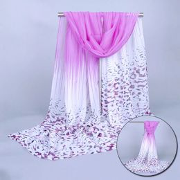 Foulard en mousseline de soie châle pour femmes élégantes printemps été foulards en soie mince fleur châles et enveloppes en gros