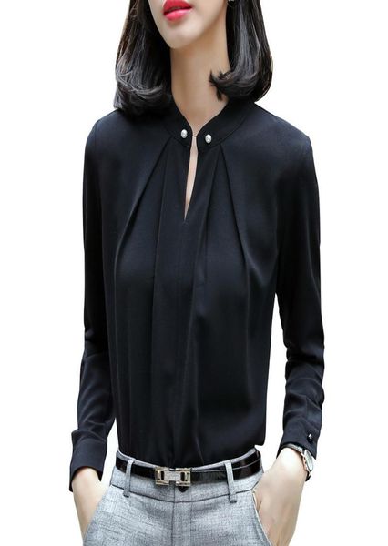 Camisa de gasa de manga larga para mujer Oficina con ropa formal Nueva blusa de trabajo profesional de gran tamaño Tops para mujer And2418770