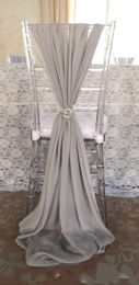 Chiffon Silver Crystal Romantic Beautiful Wedding Supplies Wedding Events Chair Sash Chair Covers