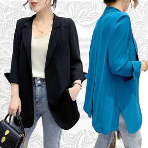 Chiffon klein pak dames lente zomer Koreaanse versie dunne losse halflange jas vest met 34 mouwen 240318