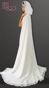 Capa de boda de gasa hecha a medida con capucha, adornos de encaje, accesorios nupciales, capas formales de marfil blanco barato para mujer, Poncho5822726