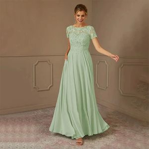 Chiffon Wedding Party-jurk Lace A-Line Moeder van de bruid jurken voor bruiloften schep nek nek prom-jurk gratis verzending