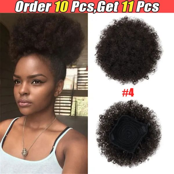 Chignon Afro Puff Bun Bignon Accessoires Courte cordon de cheval Synthétique Synthétique Curly Ponytail enroule sur des cheveux pour femmes