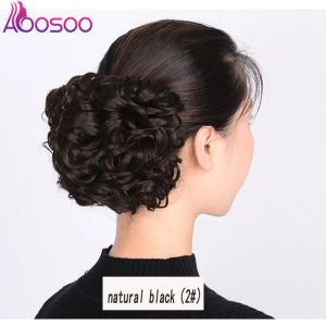 Chignon AOOOSOO Women's Curly Chignon met plastic kammen Big Hair Bun Synthetische korte bruine rommelige broodjesclip in haarstukken