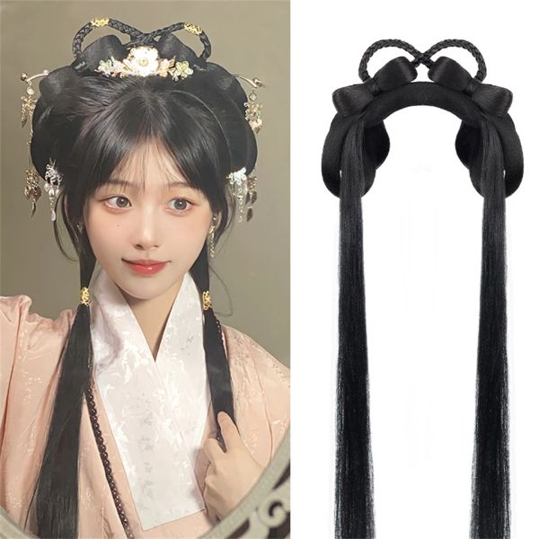 Chignon Aosi synthétique chinois traditionnel hair noir rétro noir chignon faux hanfu coiffure pun pavé haute princesse ancienne