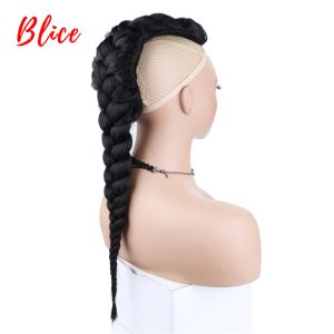 Chignon Blice synthétique High Puff Afro Kinky Straight MiddlePart Wig Natural Noir Clips in Jumbo Braid Pliée Ponytail 76 cm Chignon