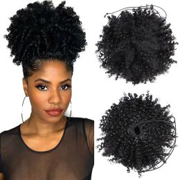 Chignon Chignon Bol Buns sintéticos para mujeres Afro Puff Curly Chignon Drawling Ponytail Natural con cinturones de cabello para el cabello