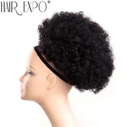 Chignon Chignon Chignon 10inch court-coiffure synthétique pain à crampons à cordon afro bouffée chignon pour femmes noires