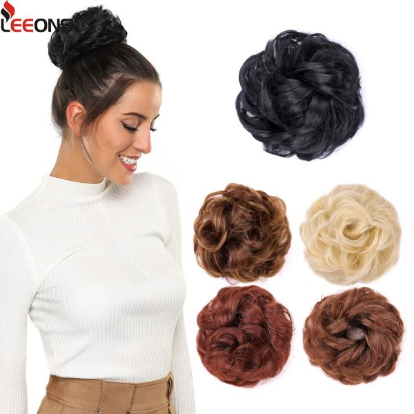 Chignon Chignon Chignon synthétique Bun Hair Piece Rubber Band Hair Bun Scrunchies Wavy Curly Chignon Ponytail Hair épais chouchou