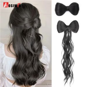 Chignon Chignon Synthetische Chignon Bow Ponytail Clip In Hair Natural Fake Hairpins Band Accessoires For Women Girls