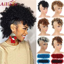 Chignon Chignon Synthetische High Puff Afro Hair Bun Ponytail met pony Kinky Kinky Curly Chignons Clip In op Wrap Updo Hair met zes clips