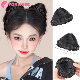 CHIGON FORLISEE Cat Wig Bag Wig Wig Wom Women's Bol para aumentar el volumen de cabello Croissant Croissant Clipon recién actualizado Cabeza de pelota