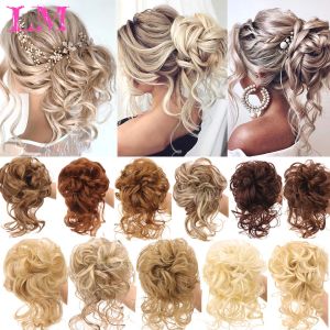 Chignon lm Synthetic Hair Bun Chignon Messy Curly Hair Band Elastic Scrunchy False Hair Pieces Fomen Hairpins Black Brown