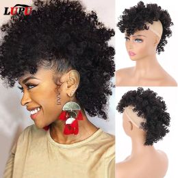 Chignon Lupu Synthetische chignon voor zwarte vrouwen Afro -Amerikaanse Mohawk kinky krullend haarbroodje Afro High Puff Short Ponytail met pony