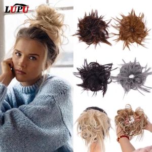 Chignon lupu synthétique chignon messy brandes élastiques coiffure pain droit hair poitrine à cheveux haute température fibre naturel faux cheveux