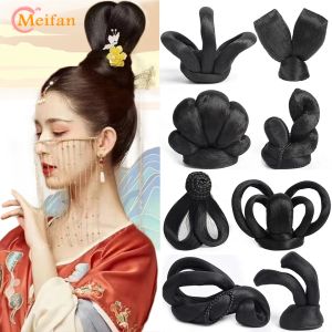 Chignon MEIFAN Synthetische Chinese Traditionele Hanfu Pruik Haar Broodje Retro Zwarte Chignon Nep Oude Chinese Haar Broodje Prinses Cosplay Pruik