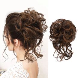 Chignon Messy Bun Hair Pieces, Synthèse de cheveux en pignon désordonnée pour femmes 10 pouces Curly Chignon Ponytail, what wigs quotidiennement