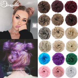 Chignon Snoilite 45g synthétique désordonné Chignon Elastic Band Hair Bun Scrunchies Natural Fake Rubber Band Pliée pour les femmes