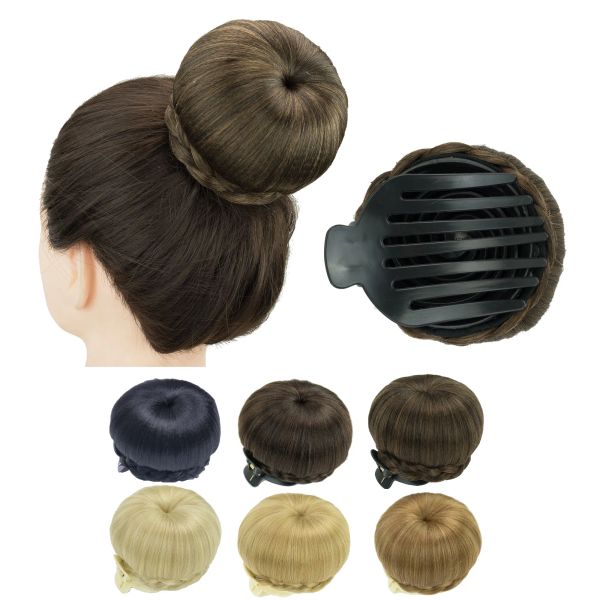 Moño Soowee de pelo sintético trenzado para mujer, moño de bailarina, postizos de Donut, Scrunchie, garra, cubierta de moño de pelo falso, Updo