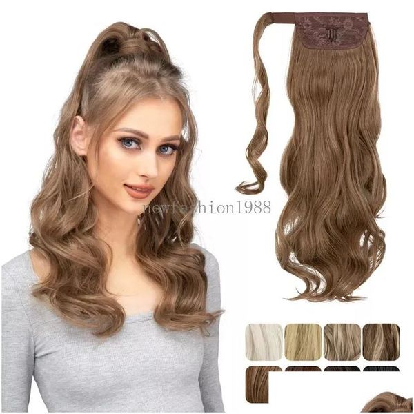 Chignons 18 Extension de queue de cheval Brown Pony Tail Wrap autour de Clip dans les extensions de cheveux Curly Synthétique Synthétique haute résistance Fibre Fake Ha Dhub1