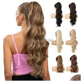 Chignons 26 Dstring Ponytail Long Wavy Natural Soft Extension synthétique résistant à la chaleur Coiffure bouclée pour les femmes Drop Livilor DHZW8