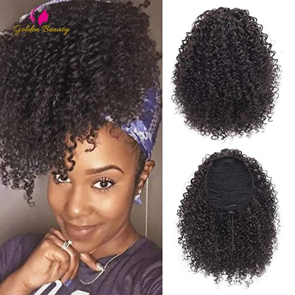 Chignons Afro Kinky Curly Ponytail Cordón sintético Chignon Bun Hairpiece para mujeres Updo Clip en Hair Puff Extension Golden Beauty 230504