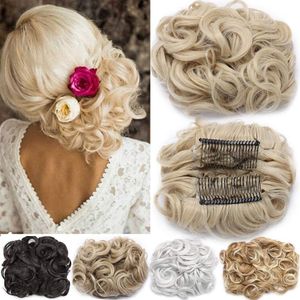 Chignons Comb Clip In Curly Hair Extension Synthetic Hair Pieces Chignon Women Updo Cover Hairpiece Extension Hair Bun 230613