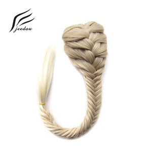 Chignons Jeedou Synthetisch Haar Gevlochten Gevlochten fishtail fishbone Koord Paardenstaart Extension Zwart Brwon Kleur Chignon Haarstukje 230613