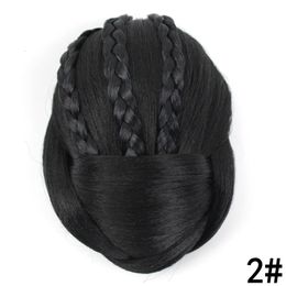 Chignons JOY BEAUTY Colores negros 12 cm de largo Pieza de cabello sintético Trenzado Chignon Clip en moño para el cabello Fibra de alta temperatura Donut Hair Roller 230504
