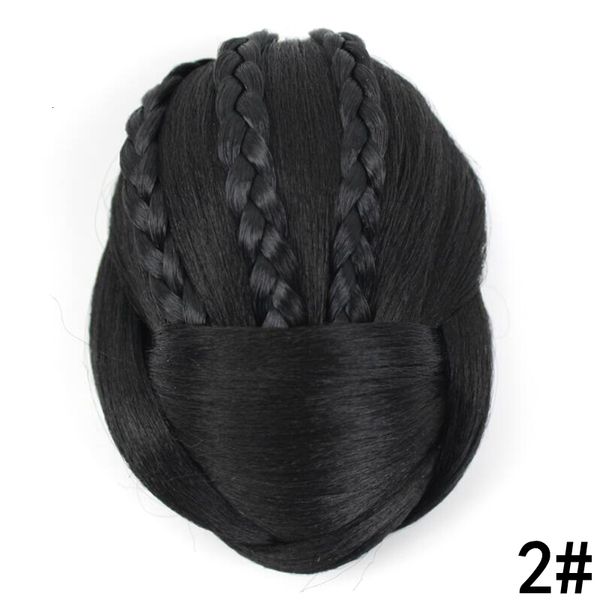 Chignons JOY BEAUTY Colores negros 12 cm de largo Pieza de cabello sintético Trenzado Chignon Clip en moño para el cabello Fibra de alta temperatura Donut Hair Roller 230504