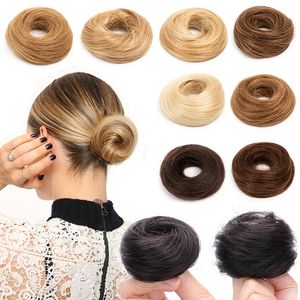 Chignons Mrs Hair Human Hair Buns Chignon Hair Ponytail Hairpiece Real Hair Extensions Flexibele Elastische band Bruin Black Blonde 6inches 230407