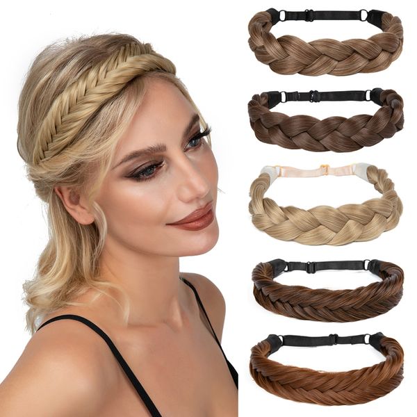 Chignons Sarla Synthetic Dadtain Fishtail trenzas cabello con cinturón de cabello en trenzado ajustable estilo bohemio peinado para mujer 230504