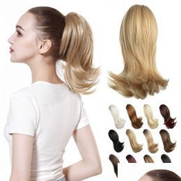 Chignons Court Griffe Clip Ponytail Extension Dstring Bouclés Faux Jaw Yage Postiche Postiche Ondulée Haute Queues De Poney Synthétique Chaleur Fri Dhg2Q