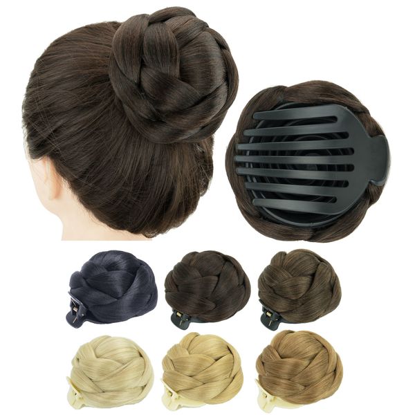 Chignons Soowee Cheveux Synthétiques Tressés Chignon Danseur Cheveux Donut Postiches Chouchou Griffe Cheveux Chignon Chignon pour Fête De Mariage 230504