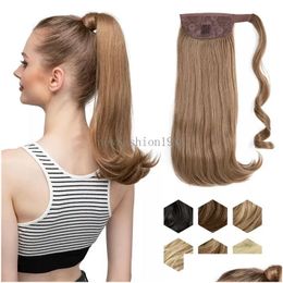 Chignons Wavy 17inch Ponytial Extension Synthetic Coiffe Synthetic avec clip autour pour les femmes Ajouter du volume et du style à votre accès aux cheveux DH5P7