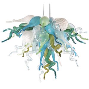 Lámparas hechas a mano, candelabros soplados de tamaño pequeño, decoración artística elegante, lámpara LED de araña Multicolor para sala de estar