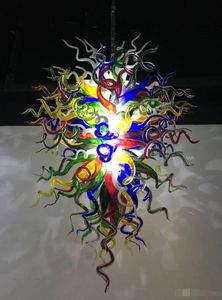 Lámpara de araña de estilo, diseño artístico, coloridas luces de techo de Murano sopladas a mano, decoración de cristal de Italia de alta calidad pesada