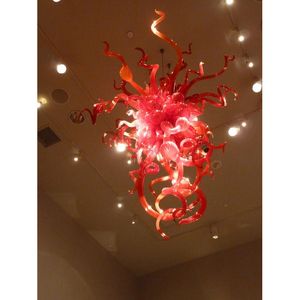 Lámpara de Murano roja estilo Chihuly, lámpara de araña, lámparas colgantes de cristal soplado de arte moderno, bombillas LED, candelabros hechos a medida para decoración