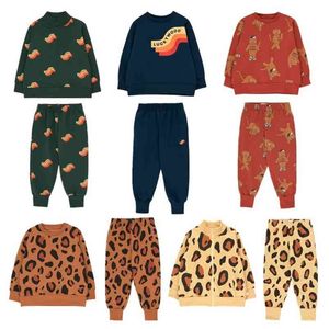 Kind Merk Leopard Sweatshirt En Broek Kids Jongens Meisjes Mode Lucky Clothes Sets Baby Winter Hoody Tops Cat 210619