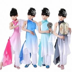 Costume de danse classique pour enfants, spectacle sur scène, jeu chinois, tambour Dr Up, dégradé de couleur, s7lw #