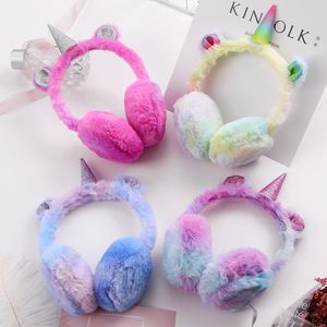 Orejeras para niños Moda Invierno Orejeras de unicornio de felpa Nuevos niños Orejeras más cálidas Orejeras Cubierta para la oreja 1-5 años KKA8127