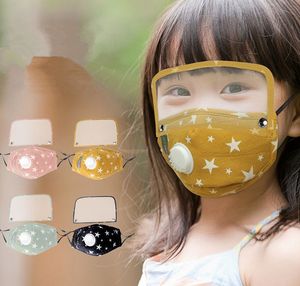 Kind gezichtsmasker oog schild ademhalingsklep neus draad verstelbare volledige gezicht mond cover 2 in 1 maskers kunnen filter pad ljjk2372 gebruiken