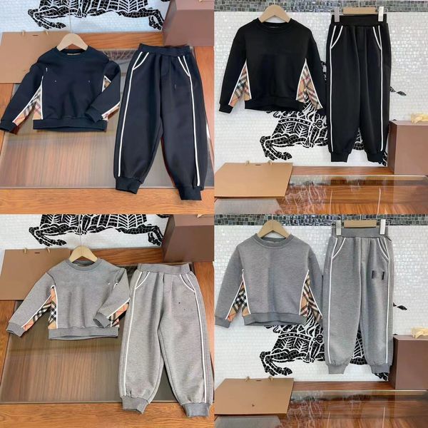 Conjunto de ropa de moda para niños, ropa deportiva gris de diseñador para niños, venta al por mayor, ropa negra para niñas pequeñas, sudaderas con capucha y pantalones de 2 piezas