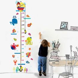 Enfant croissance hauteur règle autocollant mural pour chambre d'enfants dessin animé chat animaux Stickers muraux bébé hauteur mesure règle autocollant mural