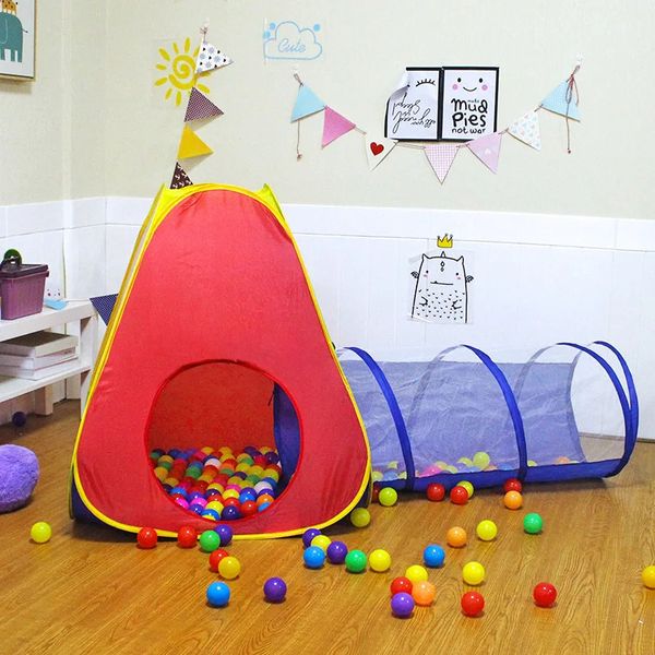 Tunnel intérieur pour enfants 2 en 1, tente de jeu, jouets pliables pour enfants, piscine à balles Portable, petites maisons pour garçons, cadeau pour enfants 240109