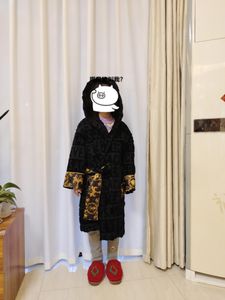 Enfant Jacquard vêtements de nuit Robes garçon Robe baroque avec ceinture enfants filles Robe de bain épais Robes de chambre pour 7 -11 ans