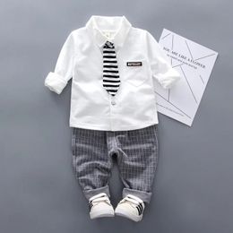 Traje niño manga larga conjunto 2 piezas 0 5 años Bebé niño Camisa solapa con lazo 231228