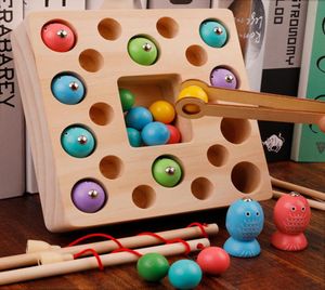 kind Montessori Vroeg onderwijs Puzzel speelgoed Peuter 123 jaar oud speelgoed mannen en vrouwen baby Houten magnetische vissen t5495086