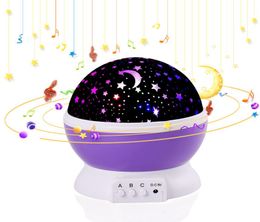 Child Projector Music Night Light Projector Spin Sterren Star Master Kids Baby Sleep Romantisch LED USB Projection Lamp5205412